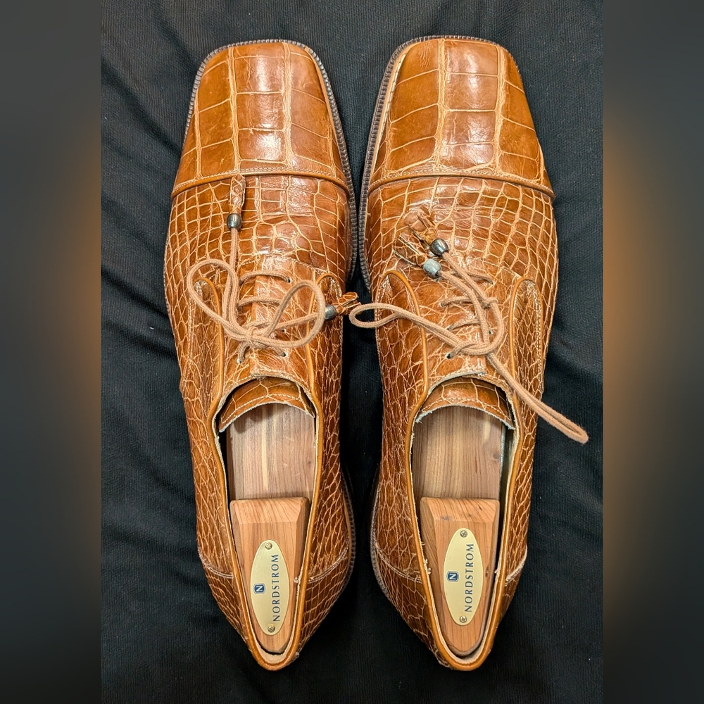 Mezlan Alligator Light Brown Oxfords